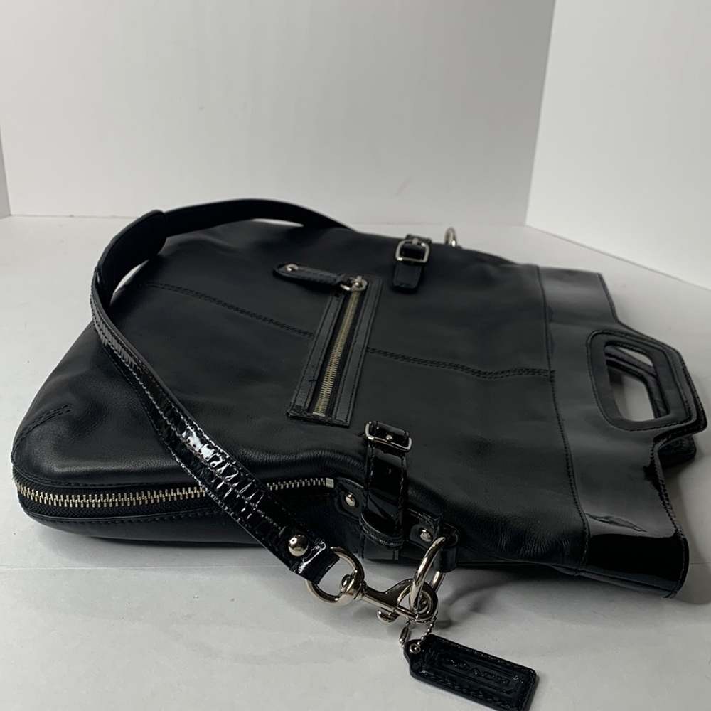 Coach Bonnie black leather fold-over shoulder satchel bag - Picture 4 of 10